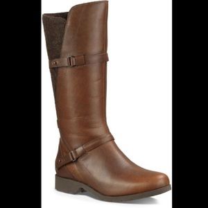 TEVA De La Vina Tall Leather Boots Brown Wool 11